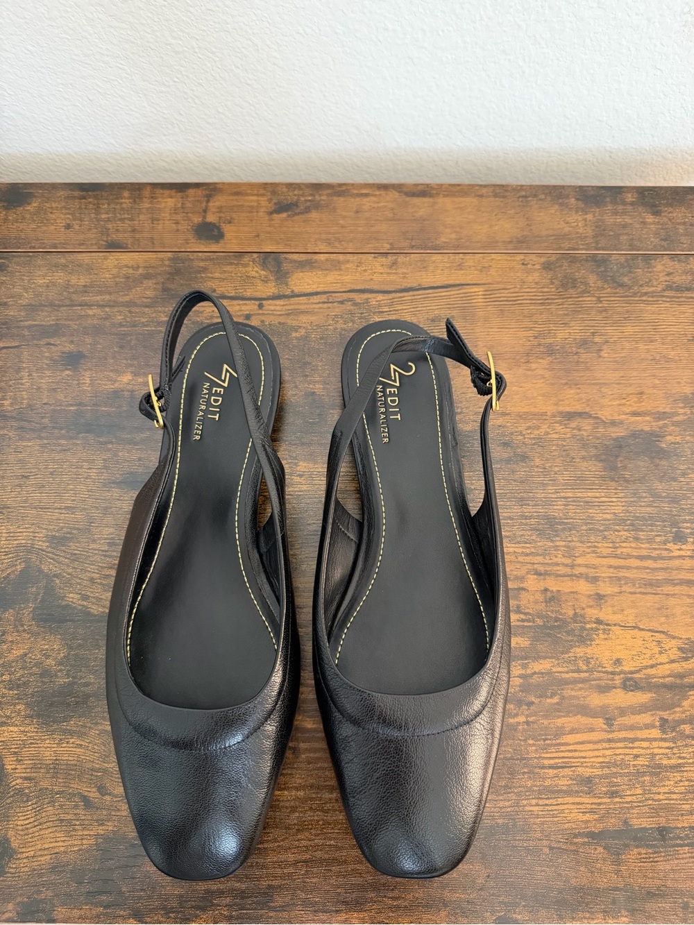 Naturalizer Black Leather Slingback Loafers